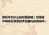 贾跃亭为什么和甘薇离婚（甘薇发声明将负责贾跃亭在国内的债务吗）