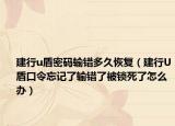 建行u盾密码输错多久恢复（建行U盾口令忘记了输错了被锁死了怎么办）