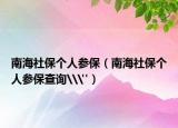 南海社保个人参保（南海社保个人参保查询\