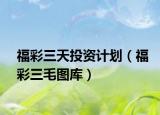 福彩三天投资计划（福彩三毛图库）