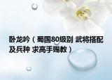 卧龙吟（蜀国80级别 武将搭配及兵种 求高手赐教）