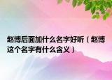 赵博后面加什么名字好听（赵博这个名字有什么含义）