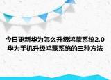 今日更新华为怎么升级鸿蒙系统2.0 华为手机升级鸿蒙系统的三种方法