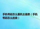 手机号码怎么查机主信息（手机号码怎么拍卖）