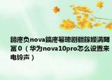 鍗庝负nova鎬庝箞璁剧疆鎵嬫満閾冨０（华为nova10pro怎么设置来电铃声）