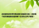 请问谁知道东营市商业银行的股权分配（具体每个股东都是谁去提到哪个企业各占多少谢谢）