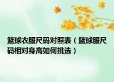 篮球衣服尺码对照表（篮球服尺码相对身高如何挑选）