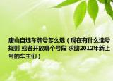 唐山自选车牌号怎么选（现在有什么选号规则 或者开放哪个号段 求助2012年新上号的车主们）
