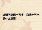 微博回复满十五字（微博十五字是什么意思）