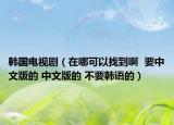 韩国电视剧（在哪可以找到啊  要中文版的 中文版的 不要韩语的）