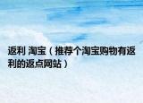 返利 淘宝（推荐个淘宝购物有返利的返点网站）