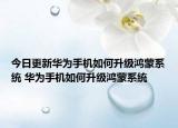 今日更新华为手机如何升级鸿蒙系统 华为手机如何升级鸿蒙系统