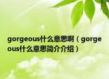 gorgeous什么意思啊（gorgeous什么意思简介介绍）