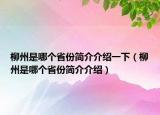 柳州是哪个省份简介介绍一下（柳州是哪个省份简介介绍）
