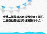 士兵二战英雄怎么设置中文（战机二战空战英雄然后设置简体中文）