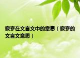 寂寥在文言文中的意思（寂寥的文言文意思）
