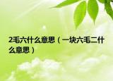 2毛六什么意思（一块六毛二什么意思）