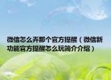 微信怎么弄那个官方提醒（微信新功能官方提醒怎么玩简介介绍）
