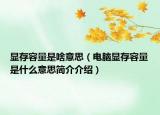 显存容量是啥意思（电脑显存容量是什么意思简介介绍）