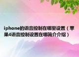 iphone的语音控制在哪里设置（苹果4语音控制设置在哪简介介绍）