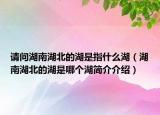 请问湖南湖北的湖是指什么湖（湖南湖北的湖是哪个湖简介介绍）