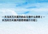 一夫当关万夫莫开的含义是什么意思（一夫当关万夫莫开的意思简介介绍）