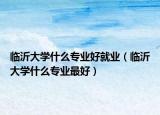 临沂大学什么专业好就业（临沂大学什么专业最好）