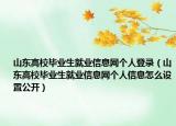 山东高校毕业生就业信息网个人登录（山东高校毕业生就业信息网个人信息怎么设置公开）