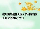 杭州南站是什么区（杭州南站属于哪个区简介介绍）
