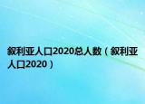 叙利亚人口2020总人数（叙利亚人口2020）