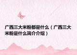 广西三大米粉都是什么（广西三大米粉是什么简介介绍）