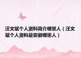 汪文斌个人资料简介哪里人（汪文斌个人资料是安徽哪里人）