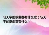 马天宇的歌曲都有什么歌（马天宇的歌曲都有什么）