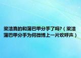 梁洁真的和蒲巴甲分手了吗?（梁洁蒲巴甲分手为何微博上一片欢呼声）