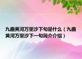 九曲黄河万里沙下句是什么（九曲黄河万里沙下一句简介介绍）