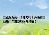 三亚跟海南一个地方吗（海南和三亚是一个地方吗简介介绍）