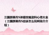 三国群英传5详细攻略资料心得大全（三国群英传5应该怎么玩啊简介介绍）
