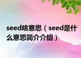 seed啥意思（seed是什么意思简介介绍）