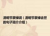 清明节哀悼词（清明节哀悼去世的句子简介介绍）