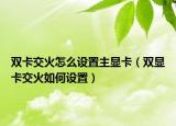 双卡交火怎么设置主显卡（双显卡交火如何设置）