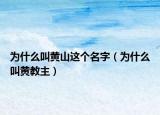 为什么叫黄山这个名字（为什么叫黄教主）