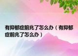 有抑郁症前兆了怎么办（有抑郁症前兆了怎么办）