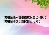 b站视频能不能设置成仅自己可见（b站视频怎么设置仅自己可见）