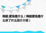 韩剧,爱情是什么（韩剧爱情是什么讲了什么简介介绍）