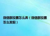 微信群投票怎么弄（微信群投票怎么发起）