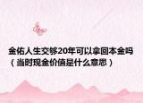 金佑人生交够20年可以拿回本金吗（当时现金价值是什么意思）