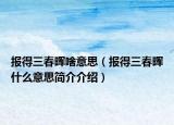 报得三春晖啥意思（报得三春晖什么意思简介介绍）
