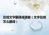 在线文字翻译成语音（文字在线怎么翻译）