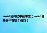 word合并居中在哪里（word合并居中在哪个位置）