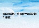 冒火的成语（火冒有什么成语简介介绍）